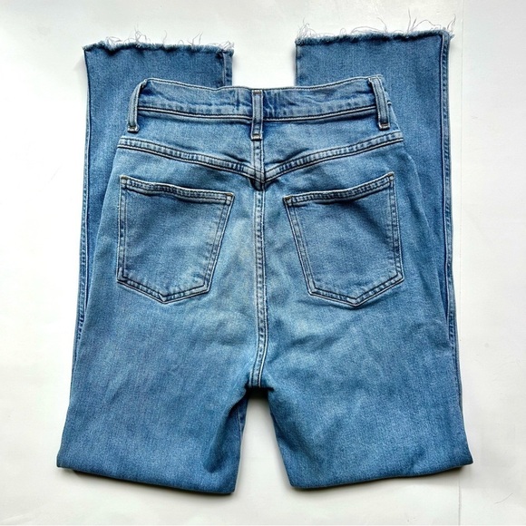 AGOLDE Pinch Waist Straight Jeans High Rise Cut Off Raw Hem Light Divide Wash 24 - Picture 9 of 16